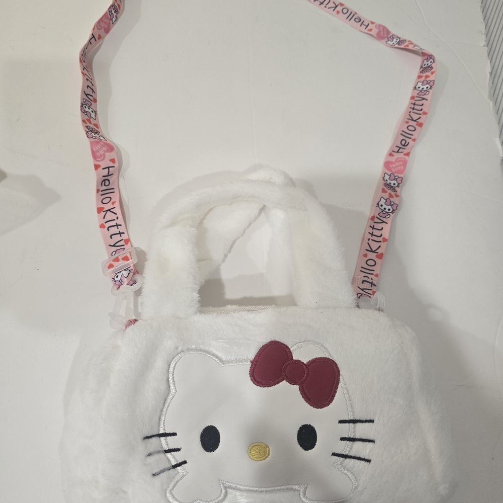 . Hello Kitty White and Pink Plush Bag